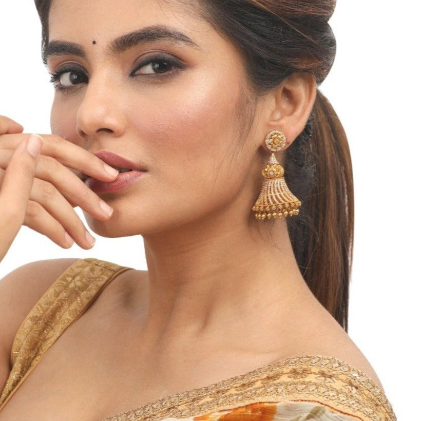 Flipkart.com - Buy manohar Fancy stylish Gold plated Golden Jhumki/jhala earring  Gold Design (MG609 J) Brass Jhumki Earring Online at Best Prices in India